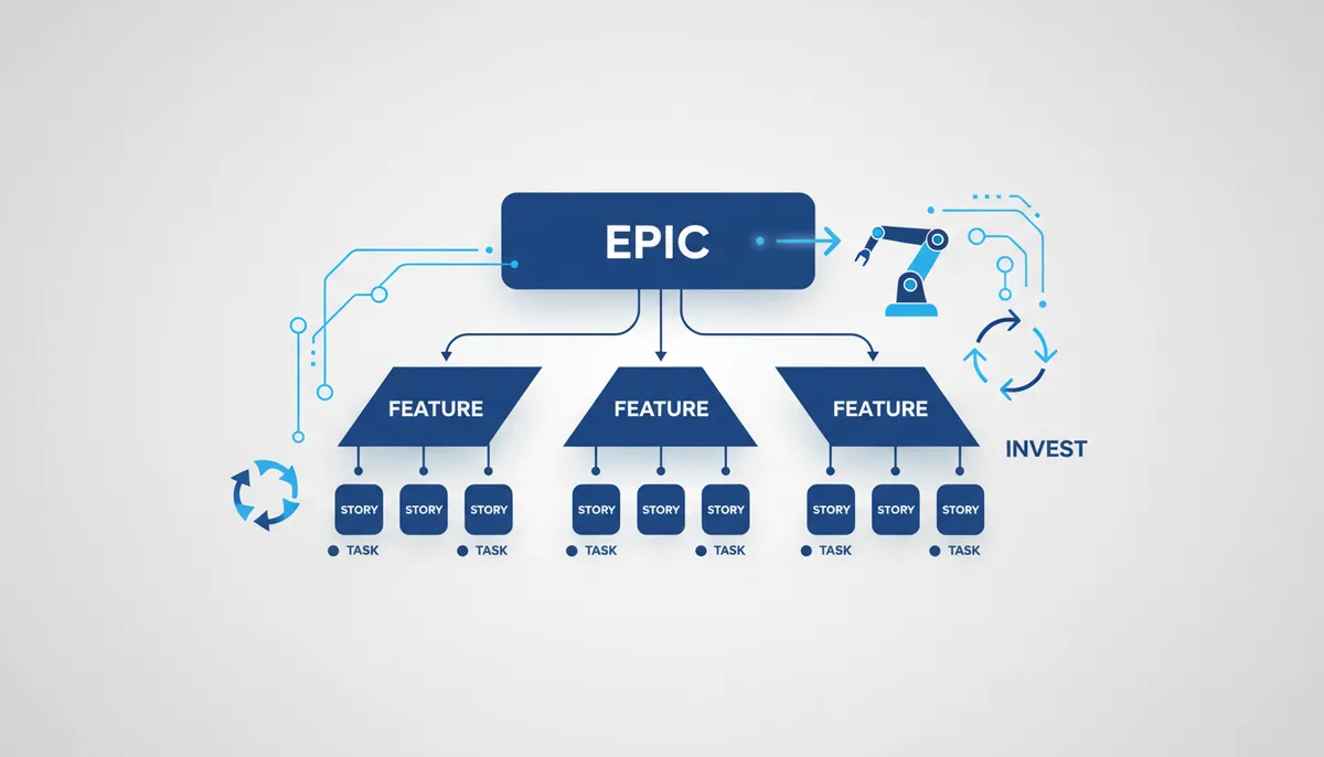 Work decomposition (Epic → Story → Task)